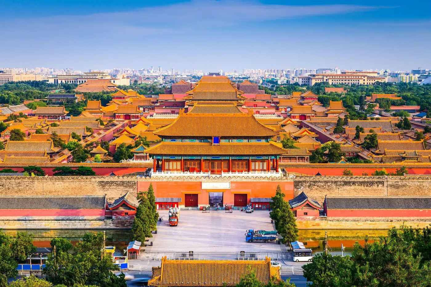 Golden roofscape seen from above